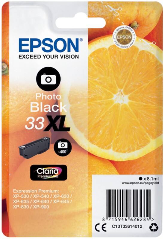 Cartouche jet d'encre Epson 33XL D'origine C13T33614012 Noir