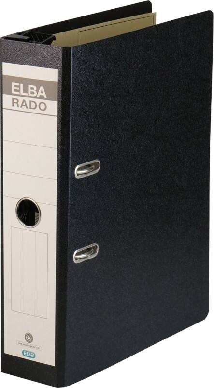 ELBA Rado Breit Hängemappe A4 75 mm Schwarz 2 Ringe Pappkarton Recycled