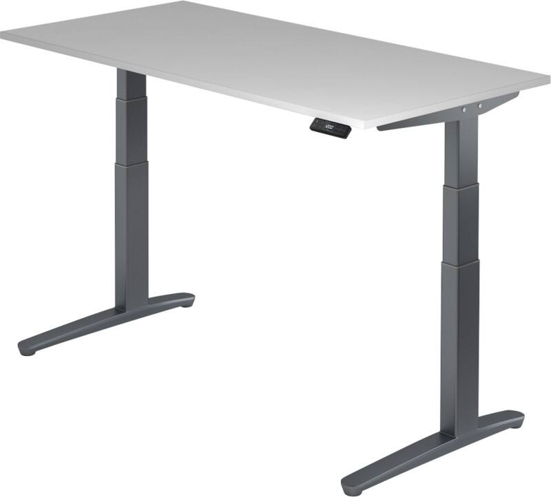 Bureau assis-debout Hammerbacher XBHM Gris/Graphite 1'600 x 800 x 720 mm