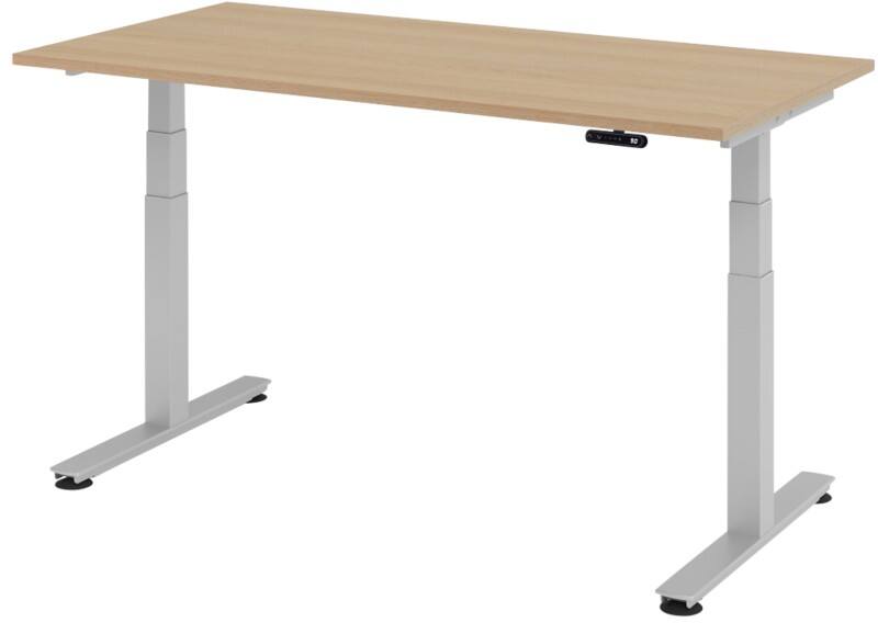 Bureau assis-debout Hammerbacher XDSM VXDSM Hauteur ajustable électriquement Rectangulaire Chêne T-Pied 1600 (L) x 800 (P) x 1270 (H) mm Acier, Aggloméré