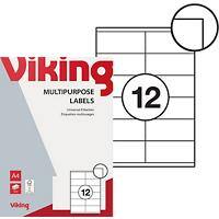 Viking Mit geraden Ecken Universaletiketten Weiss 105 x 48 mm 100 Blatt à 12 Etiketten