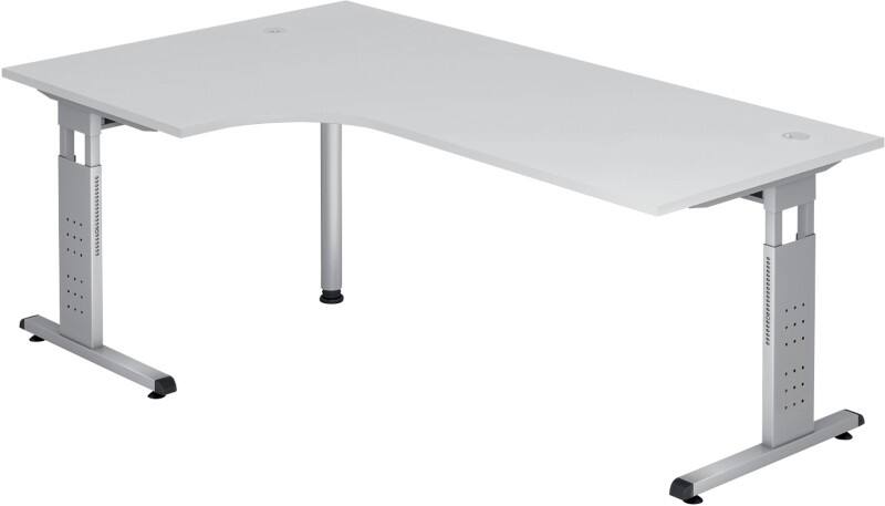 Bureau d'angle Hammerbacher O-Serie VOS Hauteur ajustable Forme libre Blanc C-Pied 2000 (L) x 1200 (P) x 850 (H) mm Acier, Aggloméré
