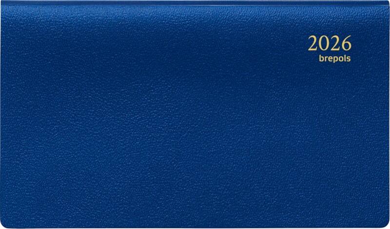 Agenda de poche Brepols Omniplan Genova 2026 1 Semaine sur 2 pages Allemand, Anglais, Français, Italien, Néerlandais, Espagnol Bleu 0,738,2058,06,2,0