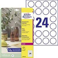 Avery Crystal Clear Etiketten DIN A4 Transparent 24 Blatt à 25 Etiketten