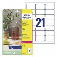 Avery Crystal Clear Etiketten DIN A4 Transparent 63,5 x 38,1 mm 25 Blatt à 21 Etiketten