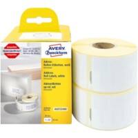 AVERY Zweckform AS0722400 Adressetiketten Selbsthaftend Schwarz auf Weiss 36 (B) x 89 (H) mm 2 Rollen à 260 Etiketten