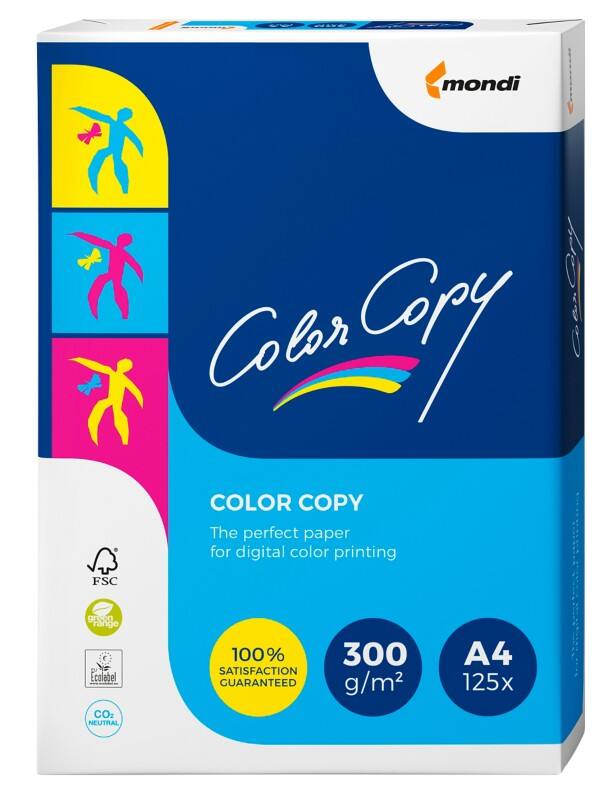 Papier imprimante Paper A4 Color Copy Blanc 300 g/m² Satin 125 Feuilles