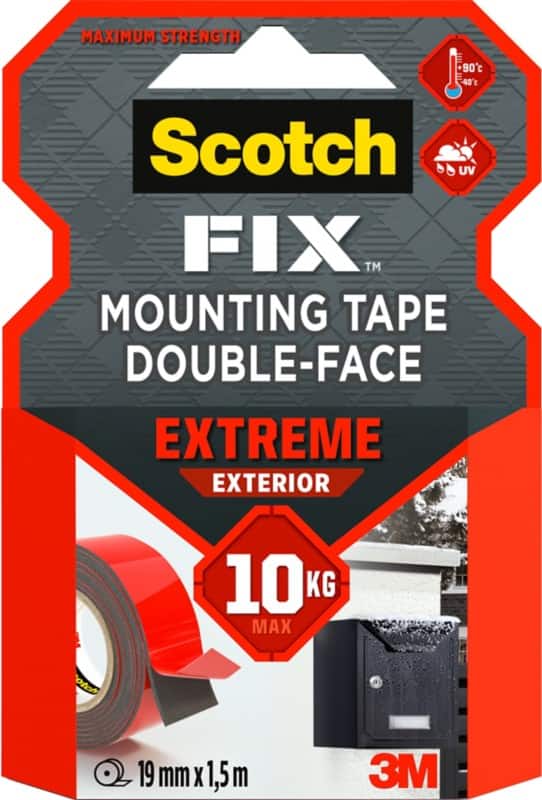 Ruban adhésif de montage Scotch-Fix Exterior Gris 19 mm x 1,5 m