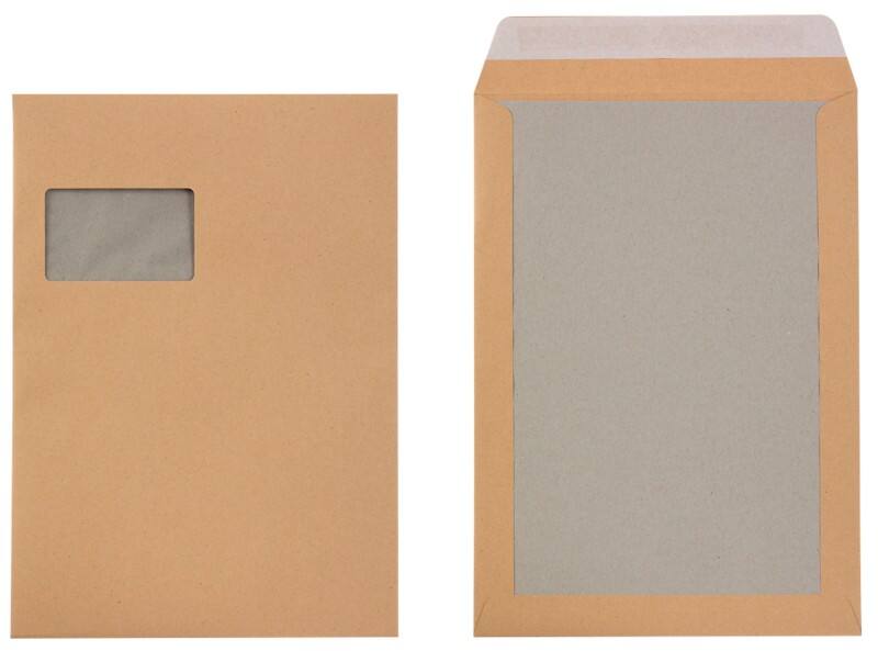 Enveloppes à dos carton Viking C4 Bande adhésive Brun 229 (L) x 324 (H) mm Avec Fenêtre 110 g/m² Recycled 100 Unités