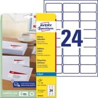 Avery J8159-25 Universaletiketten A4 Weiss 63,5 x 33,9 mm 25 Blatt à 24 Etiketten