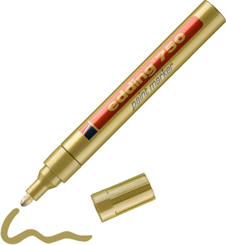 edding 750 Permanent Lackmarker Gold Mittel Rundspitze 2 - 4 mm  Wasserbeständig