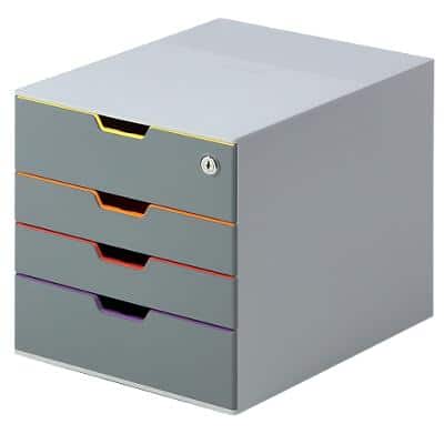 DURABLE Schubladenbox VARICOLOR 4 SAFE ABS-Kunststoff Grau, farbiger Verlauf 28 x 35,6 x 29,2 cm