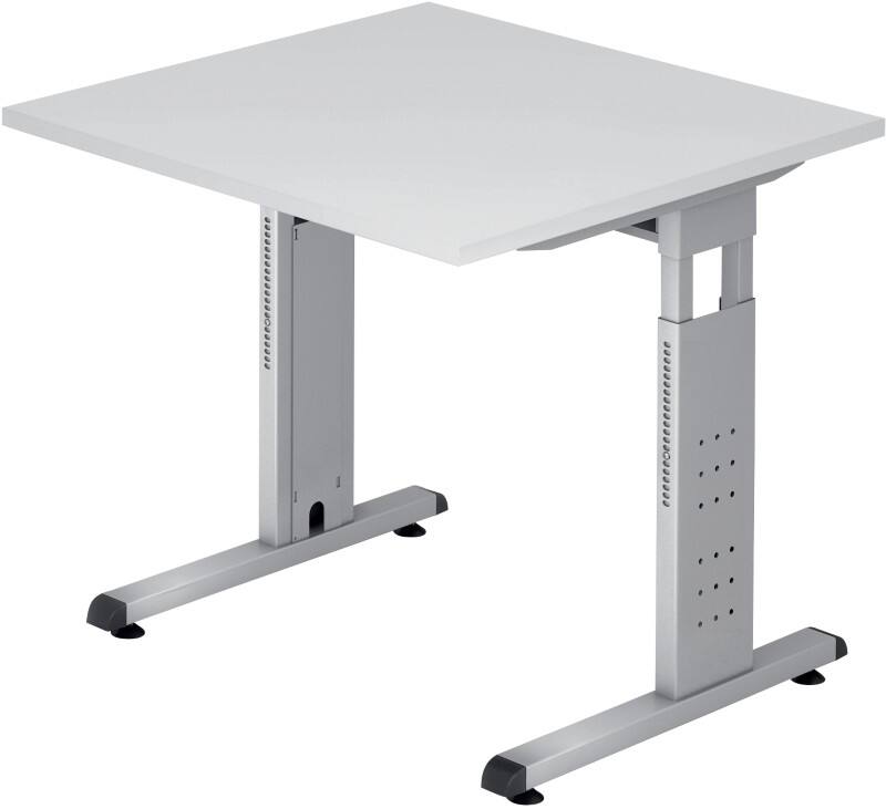 Bureau Hammerbacher O-Serie VOS Hauteur ajustable Rectangulaire Blanc C-Pied 800 (L) x 800 (P) x 850 (H) mm Acier, Aggloméré