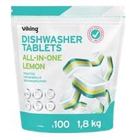 Tablettes pour lave-vaisselle Viking Tout-en-un Citron sans phosphate Parfum frais Paquet de 100
