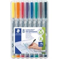 STAEDTLER Lumocolor Non-Permanent Folienstifte Extra Fein Rundspitze Farbig sortiert 8 Stück