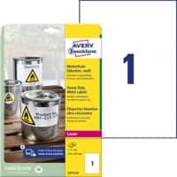 Avery Zweckform L4775-20 Widerstandsfähige Etiketten selbstklebend 210 x 297 mm Weiss 20 Blatt mit 1 Etikett