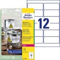 AVERY Zweckform Wasserfeste Etiketten L4776-20 Weiss A4 99,1 x 42,3 mm 20 Blatt à 12 Etiketten