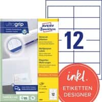 AVERY Zweckform Universaletiketten 3659 Ultragrip Weiss DIN A4 97 x 42,3 mm 100 Blatt à 12 Etiketten