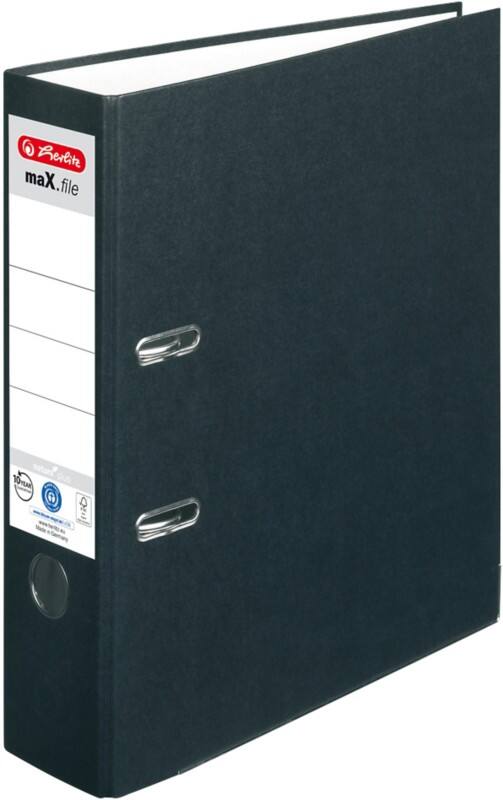 herlitz maX.file nature plus Breit Ordner A4 80 mm Schwarz 2 Ringe 10841369 Kunststoff Texturiert Hochformat
