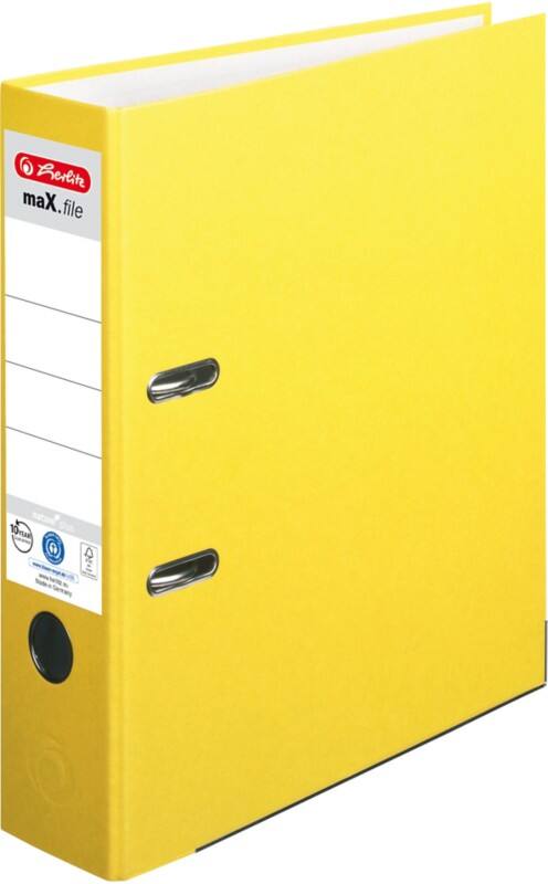 herlitz maX.file nature plus Breit Ordner A4 80 mm Gelb 2 Ringe Kunststoff Texturiert Hochformat