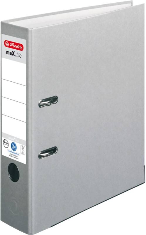 herlitz maX.file nature plus Ordner Breit A4 80 mm Grau 2 Ringe 10841567 Kunststoff Texturiert Hochformat