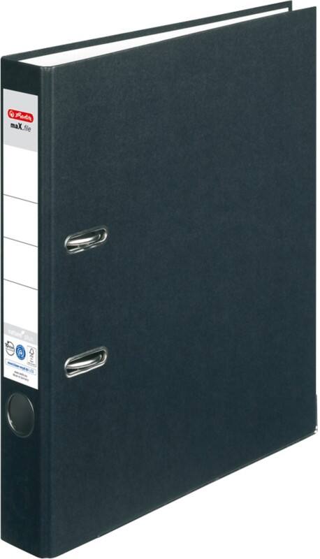 Classeur à levier herlitz Étroit maX,file nature plus A4 50 mm Noir 2 Anneaux 10841625 Plastique Relief Portrait