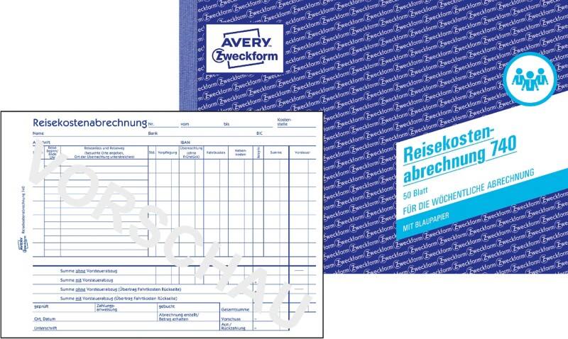 Rapports des frais de déplacement AVERY Zweckform 740 Blanc A5 paysage 14,9 x 0,6 x 21 cm 50 Feuilles