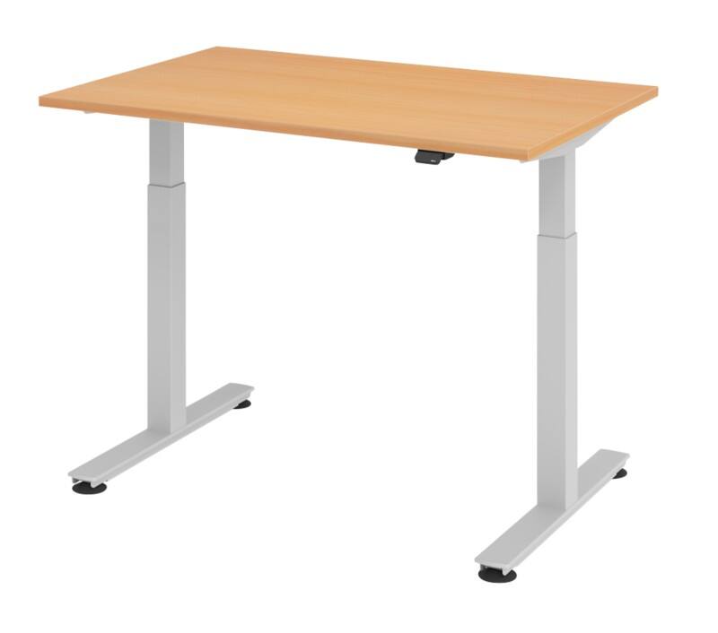 Bureau assis-debout Hammerbacher XMST VXMST Hauteur ajustable électriquement Rectangulaire Hêtre T-Pied 1200 (L) x 800 (P) x 1200 (H) mm Acier, Aggloméré