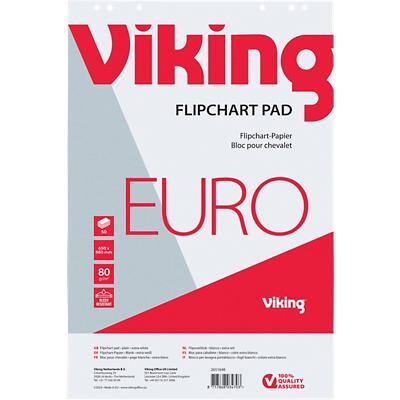 Viking wandmontierbares Blanko Flipchart-Papier Perforiert Euro 80gsm 5 Stück à 50 Blatt