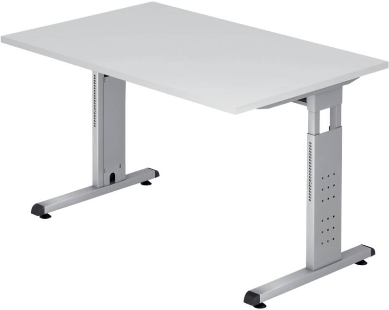Bureau Hammerbacher O-Serie VOS Hauteur ajustable Rectangulaire Blanc C-Pied 1200 (L) x 800 (P) x 850 (H) mm Acier, Aggloméré