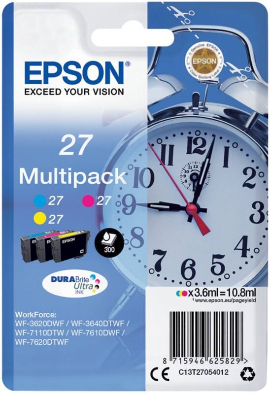 Epson 27 Original Tintenpatrone C13T27054012 Cyan, Magenta, Gelb 3 Stück