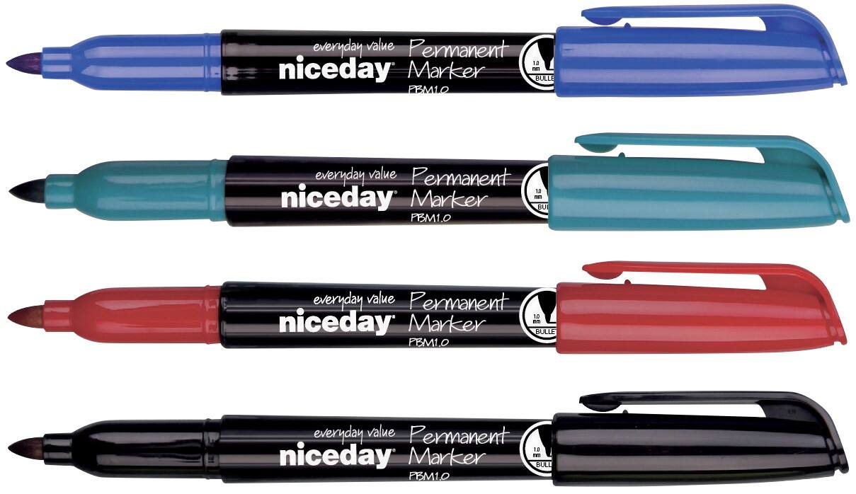 Niceday PBM1.0 Permanentmarker Mittel Rundspitze Farbig sortiert 4 Stück