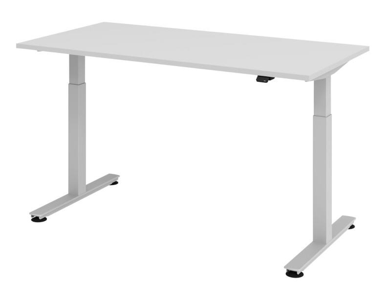 Bureau assis-debout Hammerbacher XMST VXMST Hauteur ajustable électriquement Rectangulaire Gris T-Pied 1600 (L) x 800 (P) x 1200 (H) mm Acier, Aggloméré