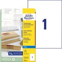 AVERY Zweckform Abziehhilfe QuickPEEL Versandetiketten J8567-25 Selbsthaftend A4 Transparent 210 x 297 mm 25 Blatt à 1 Etiketten