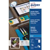 Cartes de visite AVERY Zweckform Quick and Clean 260 g/m² Blanc 25 Feuilles de 8 Unités