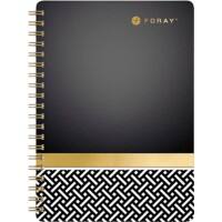 Foray Elements A5 Drahtgebunden Schwarz Gold Folienbeschichtetes Pappcover Notizbuch Elfenbeinfarbenes Papier Kariert 80 Blatt