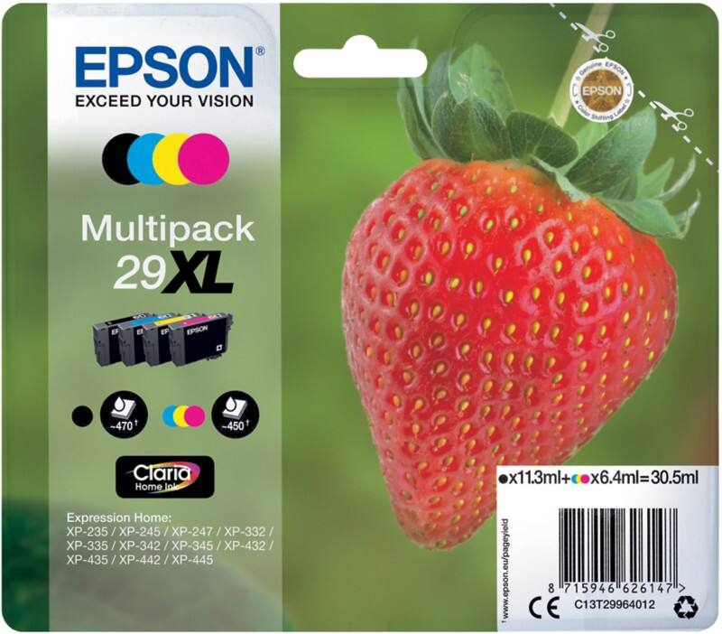 Epson 29XL Original Tintenpatrone C13T29964012 Schwarz, Cyan, Magenta, Gelb Multipack 4 Stück