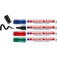 edding 3300 Keilspitze Permanentmarker Breit Keilspitze 5 mm Farbig assortiert Nachfüllbar 4 Stück