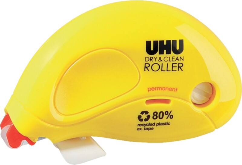Roller de colle UHU Dry & Clean Non rechargeable Permanente 0,65 x 850 cm 50465 Jaune