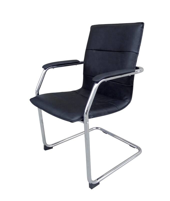 Chaise visiteur Viking Realspace Baker Cuir reconstitué Accoudoirs fixes Noir 110 kg