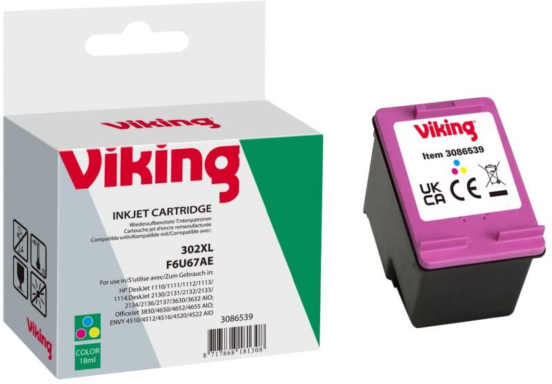 Cartouche jet d'encre Viking 302XL Compatible HP F6U67AE Assortiment