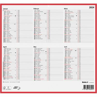 Calendrier Biella 2024 A5 6 Mois par page Blanc Allemand