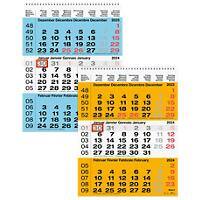 Biella Wandkalender 3 Monate/1 Seite 2023 4 sprachig (DE, FR, IT, ES) Blau