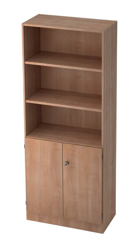 Hammerbacher Regalschrank Melaminharzbeschichtete Spanplatte 5 Fachböden abschließbar 800 x 420 x 2.004 mm Walnuss Braun