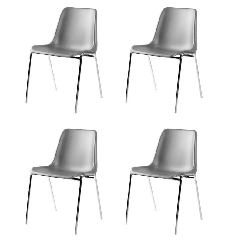 Nowy Styl Stapelstuhl Beta Kunststoff Grau 4 Stück