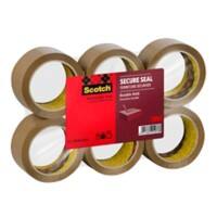 Scotch Secure Seal Verpackungsklebeband Braun Stark 50 mm (B) x 66 m (L) PP (Polypropylen) 56 Mikron Pack mit 6 Rollen