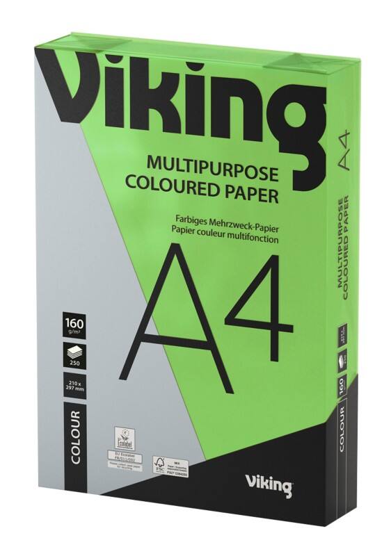 Papier couleur A4 Viking Vert 160 g/m² Lisse 250 Feuilles
