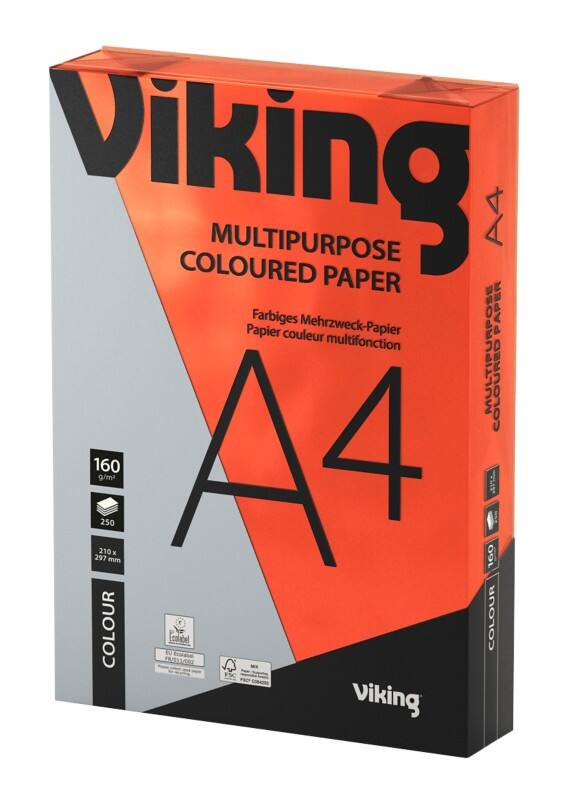 Papier couleur A4 Viking Rouge 160 g/m² Lisse 250 Feuilles