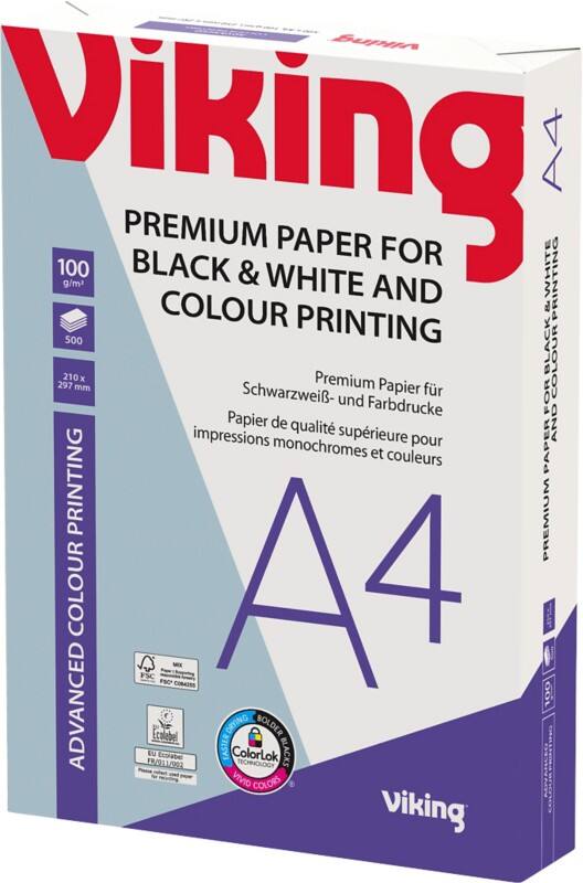 Papier imprimante Viking Advanced Colour Printing A4 100 g/m² Lisse Blanc 169 CIE 500 feuilles