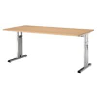 Bureau droit pied en C Effect hêtre 1'200 x 800 x 680 - 850 mm